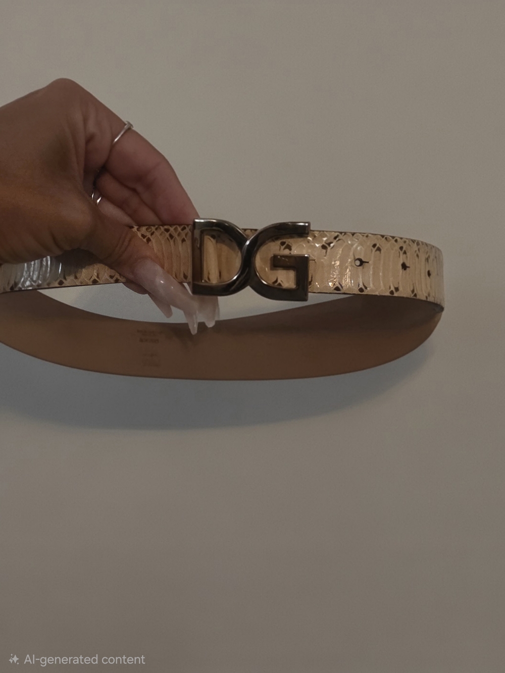 Dolce & Gabbana Beige Python-Effect DG Logo Belt